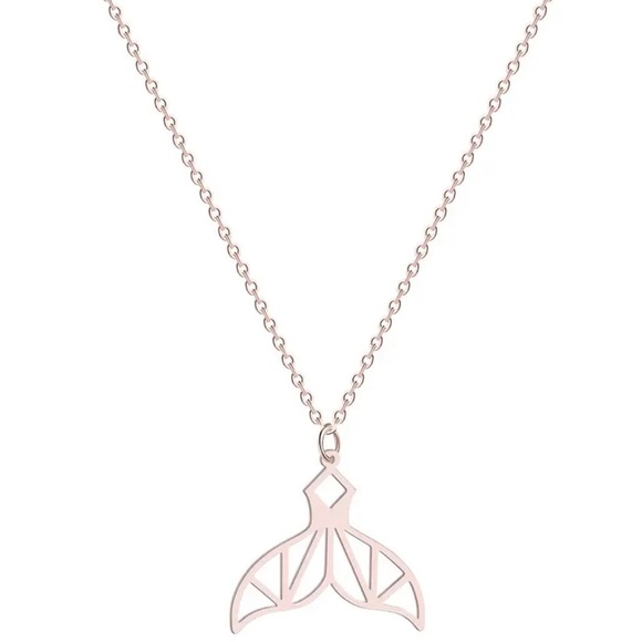 ROSE GOLD Mermaid Tail Stainless Steel Necklace - Picture 1 of 3